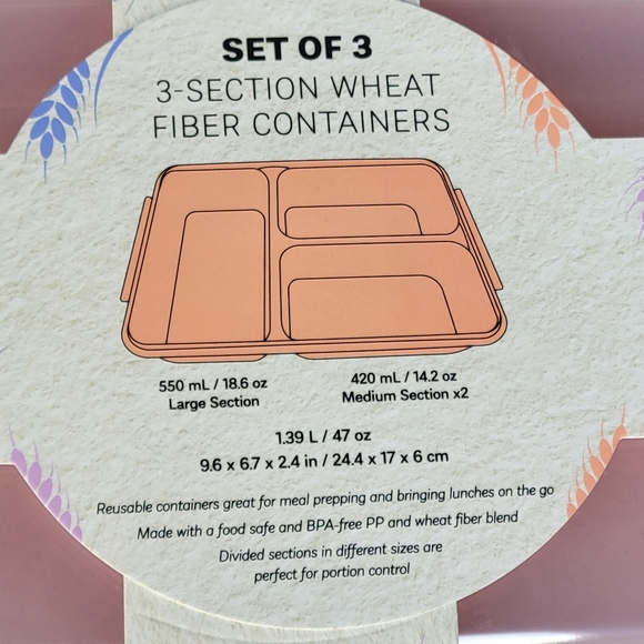 Eco-Friendly Plant Fiber Food Storage Containers - Pink Orange Purple - Picture 4 of 13